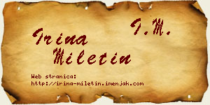 Irina Miletin vizit kartica